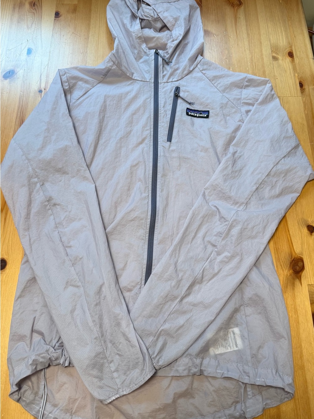 Patagonia Light Gray/ Periwinkle Hooded Windbreaker Jacket